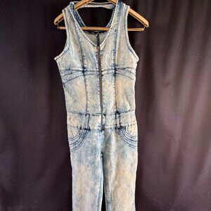 Vintage 1980's AQ American Quality Denim Acid Wash Denim Jumpsuit Size S
